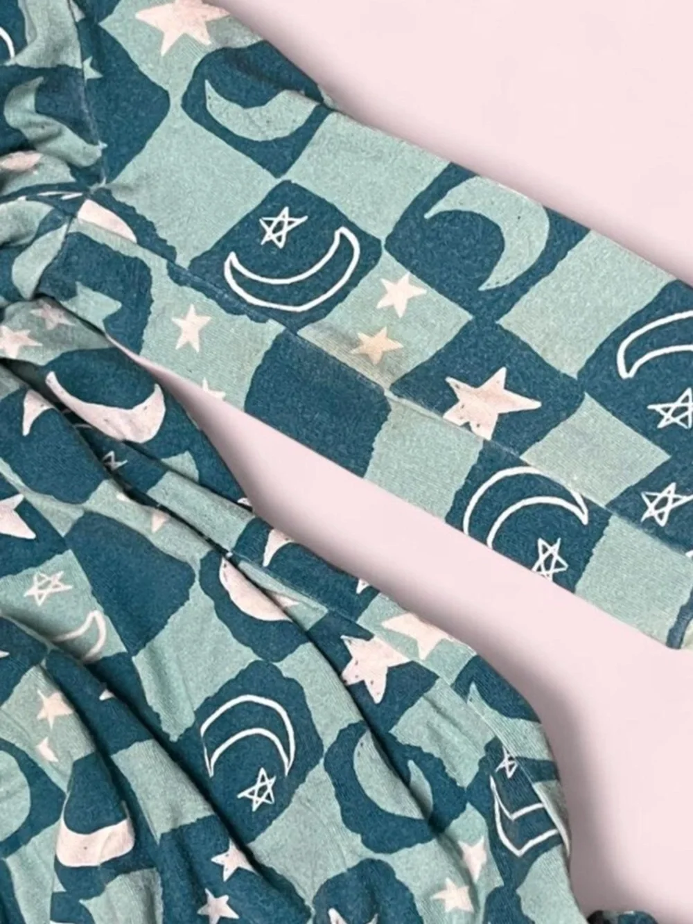 Teach Leanbh Bamboo Baby Sleeper 6-12M Teal Star Moon Zip Romper Footed Pajamas - Picture 4 of 8